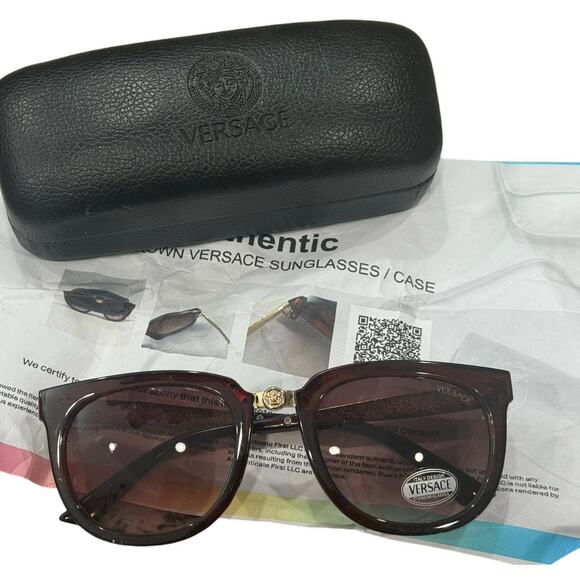 New Versace Y2K Sunglasses Tortoise Gold Medusa & Case Authenticity Certificate - Picture 1 of 16
